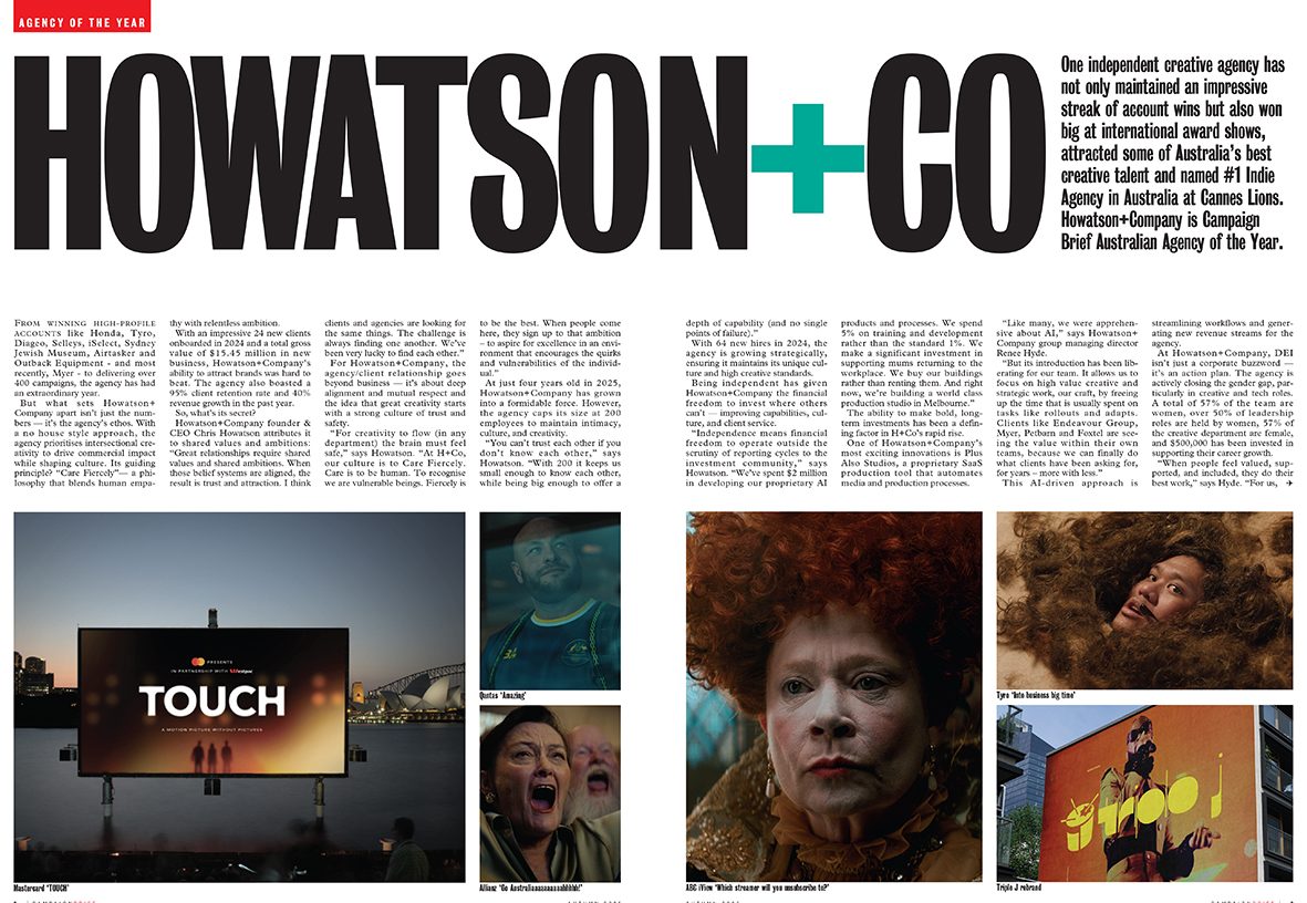 Howatson + Company crowned CB Agency of the Year ~ Its guiding principle? ‘Care Fiercely’