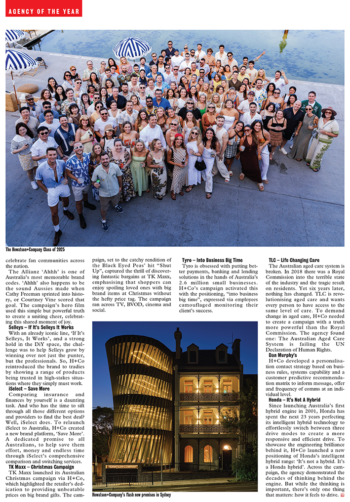 Howatson + Company crowned CB Agency of the Year ~ Its guiding principle? ‘Care Fiercely’